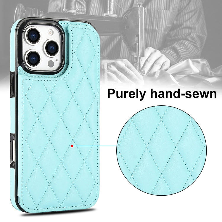 For iPhone 16 Pro Double Buckle Rhombic PU Leather Phone Case
