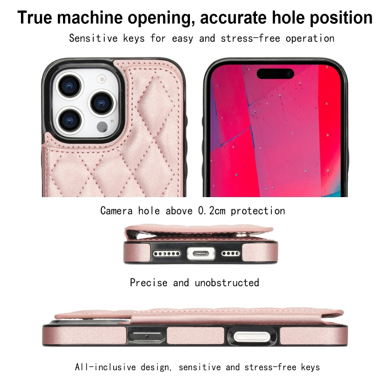 For iPhone 16 Pro Double Buckle Rhombic PU Leather Phone Case