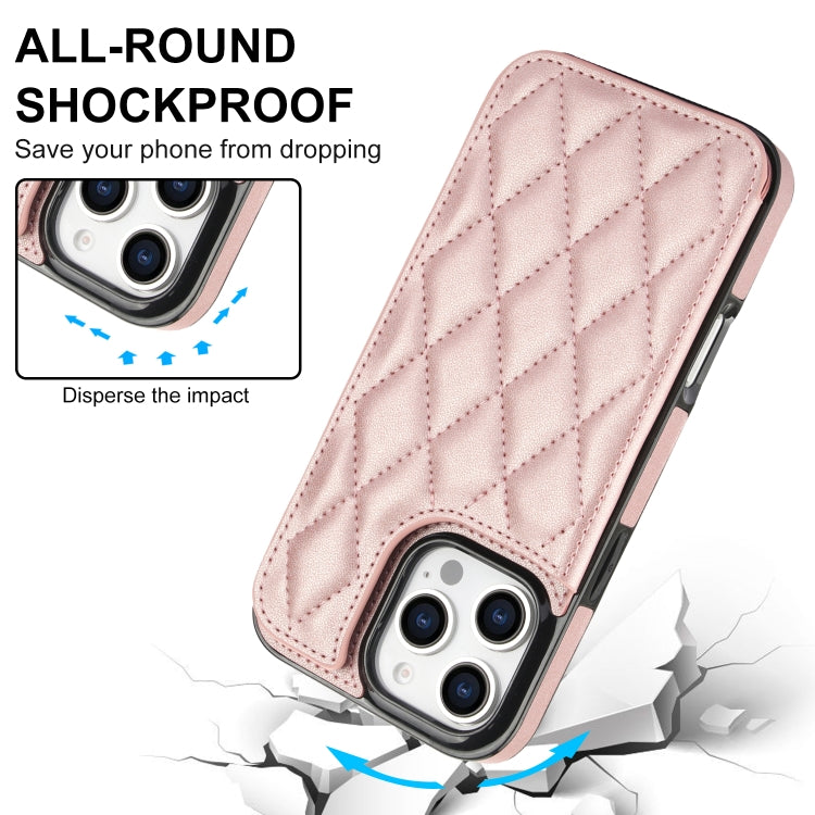 For iPhone 16 Pro Double Buckle Rhombic PU Leather Phone Case