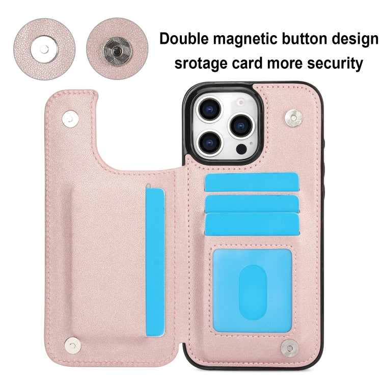 For iPhone 16 Pro Double Buckle Rhombic PU Leather Phone Case