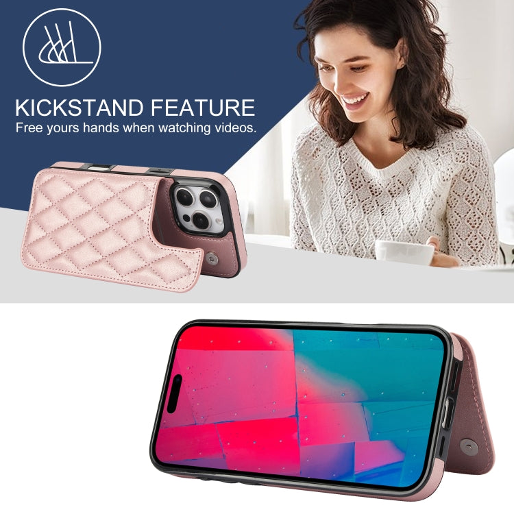 For iPhone 16 Pro Double Buckle Rhombic PU Leather Phone Case