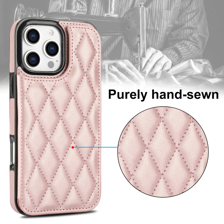 For iPhone 16 Pro Double Buckle Rhombic PU Leather Phone Case
