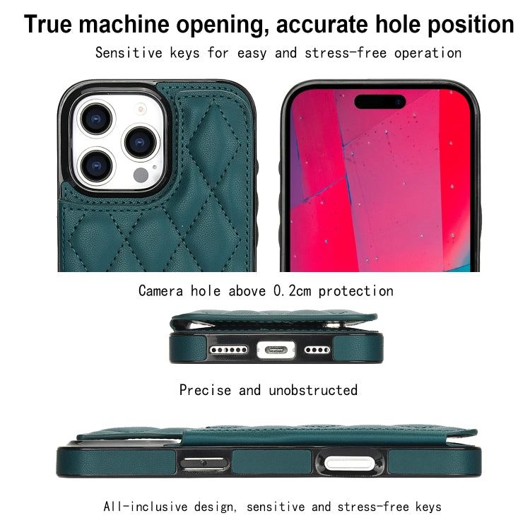 For iPhone 16 Pro Double Buckle Rhombic PU Leather Phone Case