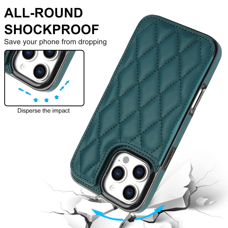 For iPhone 16 Pro Double Buckle Rhombic PU Leather Phone Case