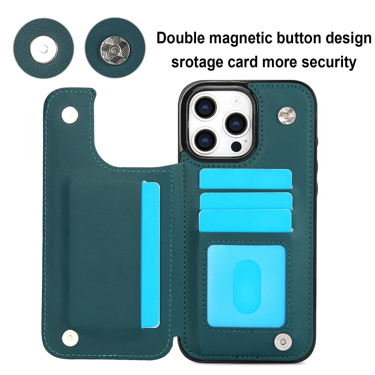 For iPhone 16 Pro Double Buckle Rhombic PU Leather Phone Case