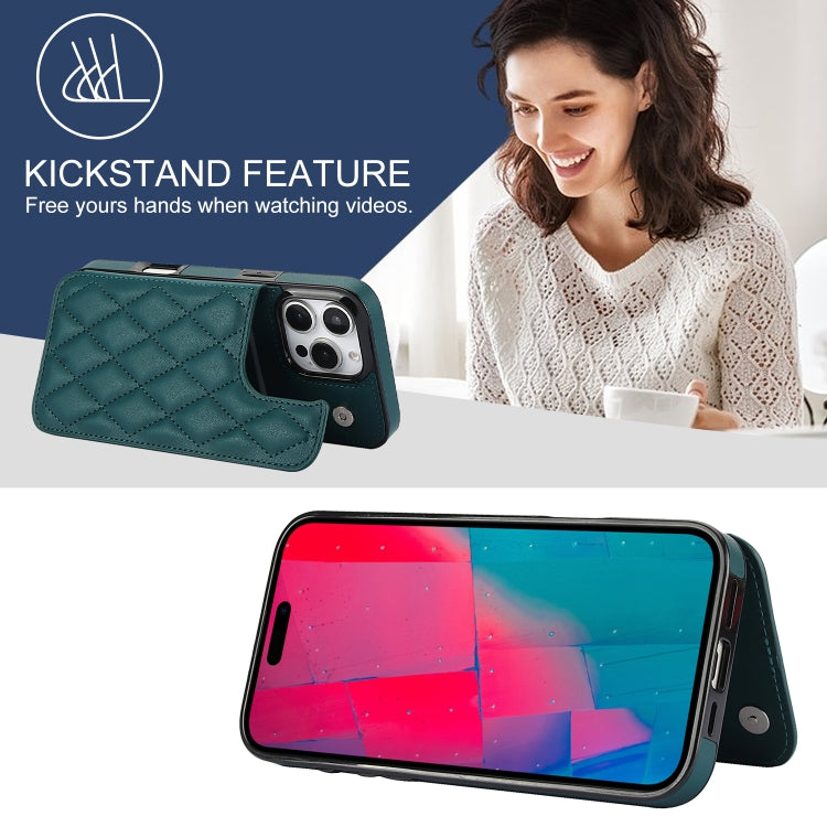 For iPhone 16 Pro Double Buckle Rhombic PU Leather Phone Case