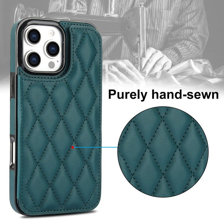 For iPhone 16 Pro Double Buckle Rhombic PU Leather Phone Case