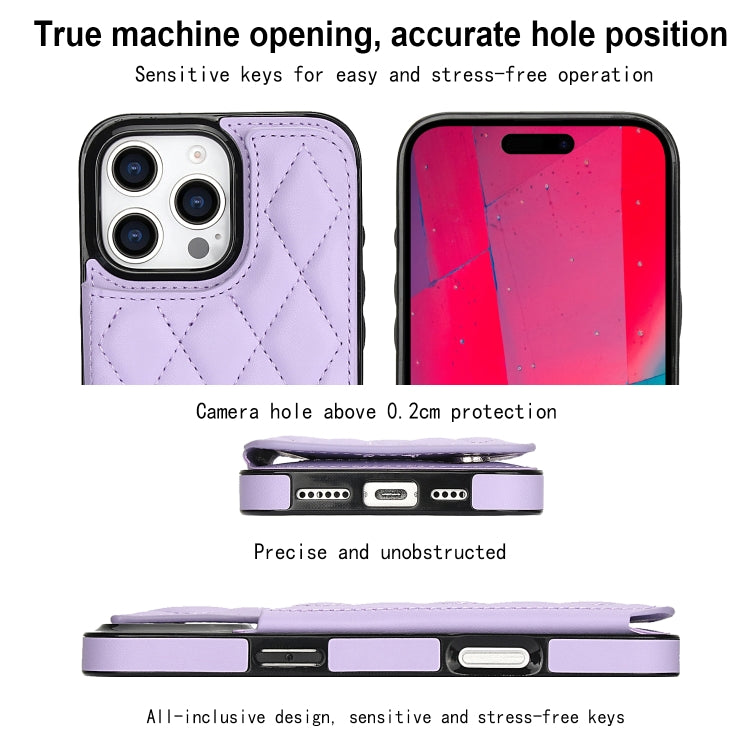 For iPhone 16 Pro Double Buckle Rhombic PU Leather Phone Case