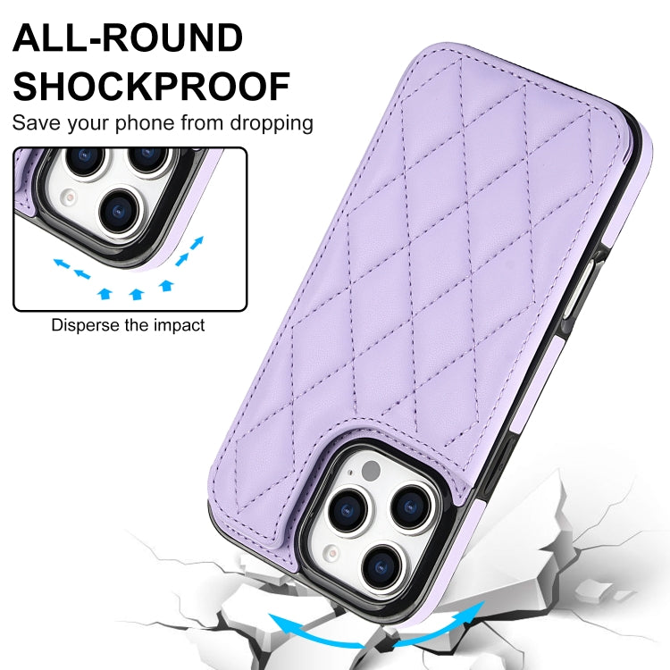 For iPhone 16 Pro Double Buckle Rhombic PU Leather Phone Case
