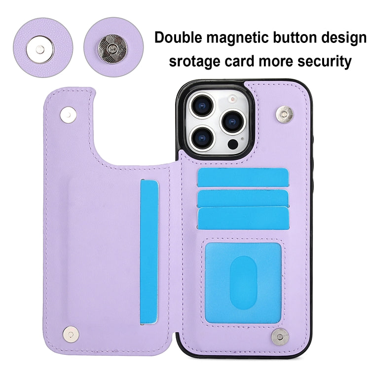 For iPhone 16 Pro Double Buckle Rhombic PU Leather Phone Case