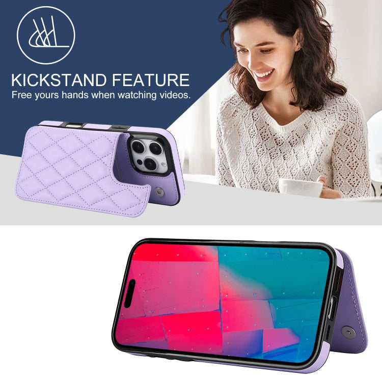 For iPhone 16 Pro Double Buckle Rhombic PU Leather Phone Case