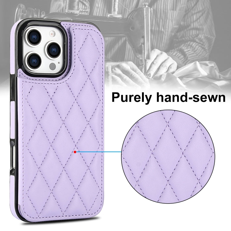 For iPhone 16 Pro Double Buckle Rhombic PU Leather Phone Case