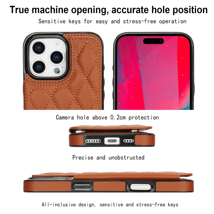 For iPhone 16 Pro Double Buckle Rhombic PU Leather Phone Case