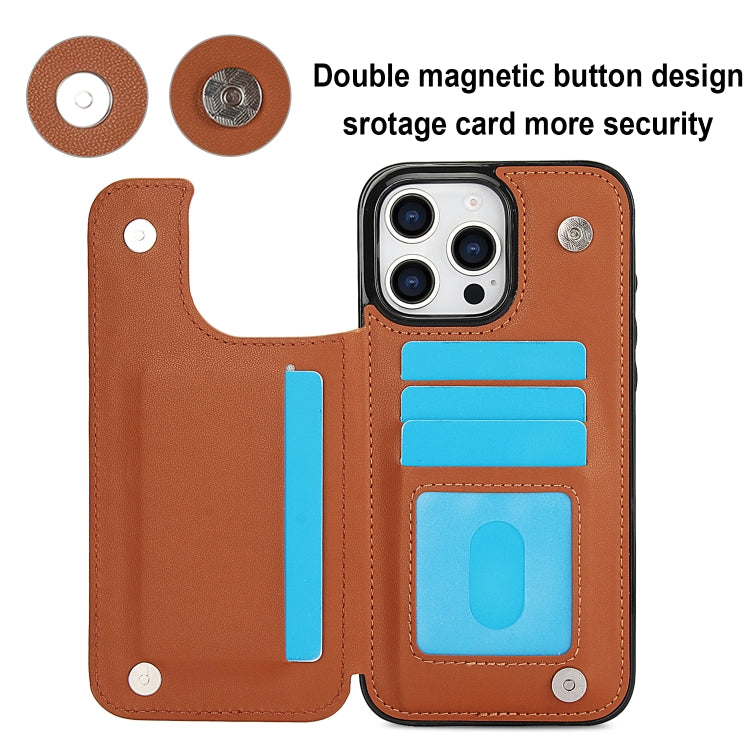 For iPhone 16 Pro Double Buckle Rhombic PU Leather Phone Case