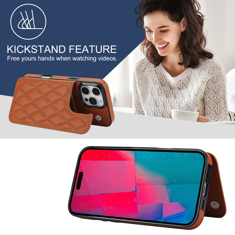 For iPhone 16 Pro Double Buckle Rhombic PU Leather Phone Case