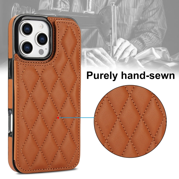 For iPhone 16 Pro Double Buckle Rhombic PU Leather Phone Case