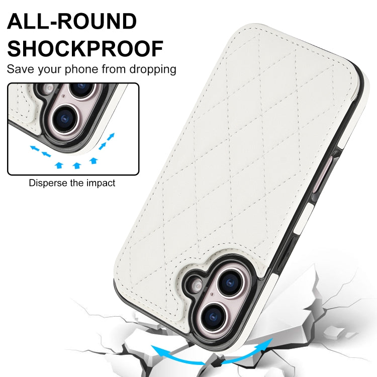 For iPhone 16 Plus Double Buckle Rhombic PU Leather Phone Case