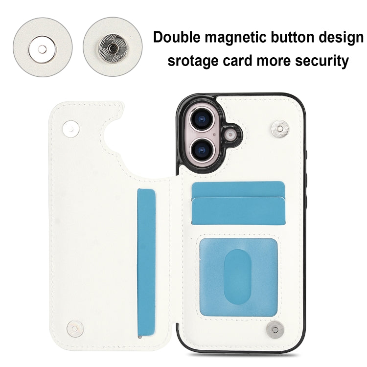For iPhone 16 Plus Double Buckle Rhombic PU Leather Phone Case