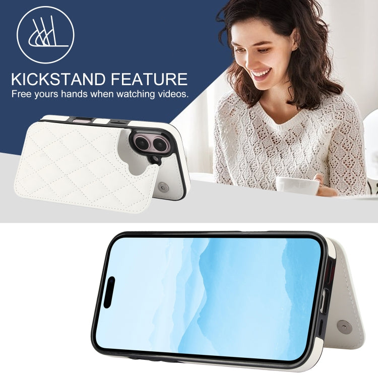 For iPhone 16 Plus Double Buckle Rhombic PU Leather Phone Case
