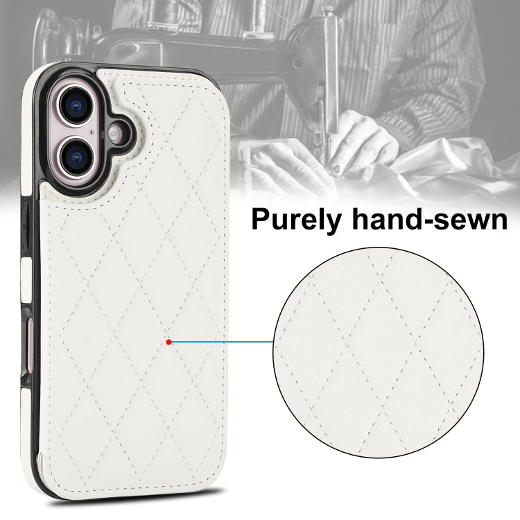 For iPhone 16 Plus Double Buckle Rhombic PU Leather Phone Case