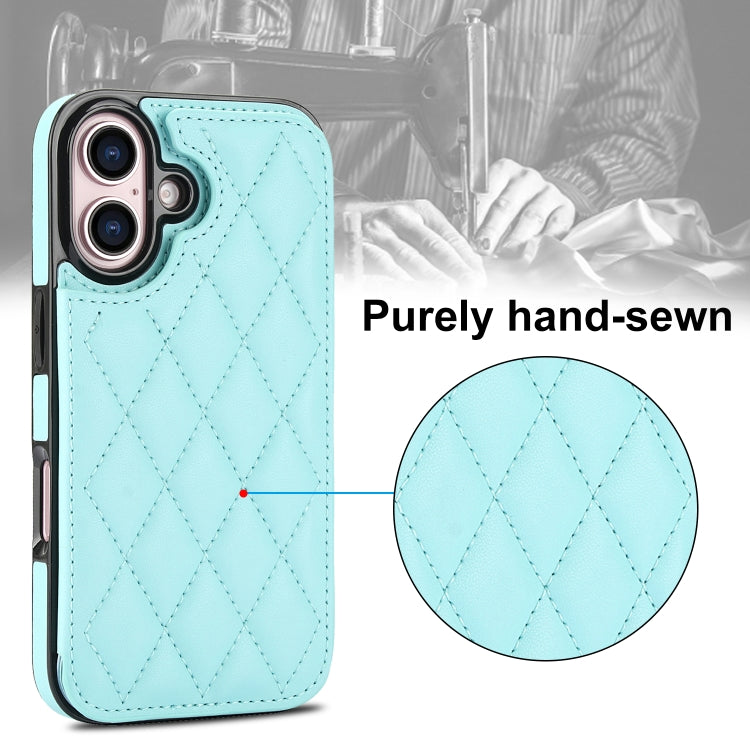 For iPhone 16 Plus Double Buckle Rhombic PU Leather Phone Case