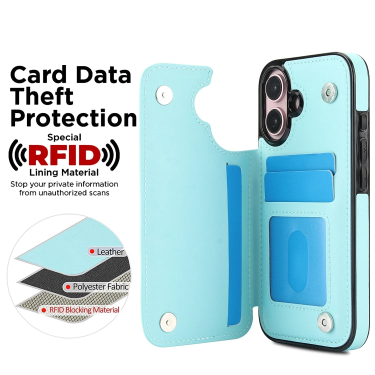 For iPhone 16 Plus Double Buckle Rhombic PU Leather Phone Case