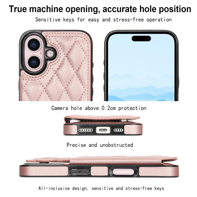For iPhone 16 Plus Double Buckle Rhombic PU Leather Phone Case