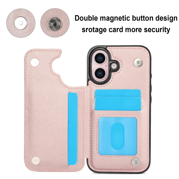 For iPhone 16 Plus Double Buckle Rhombic PU Leather Phone Case