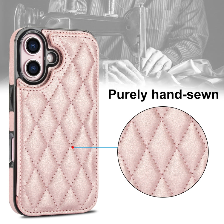For iPhone 16 Plus Double Buckle Rhombic PU Leather Phone Case