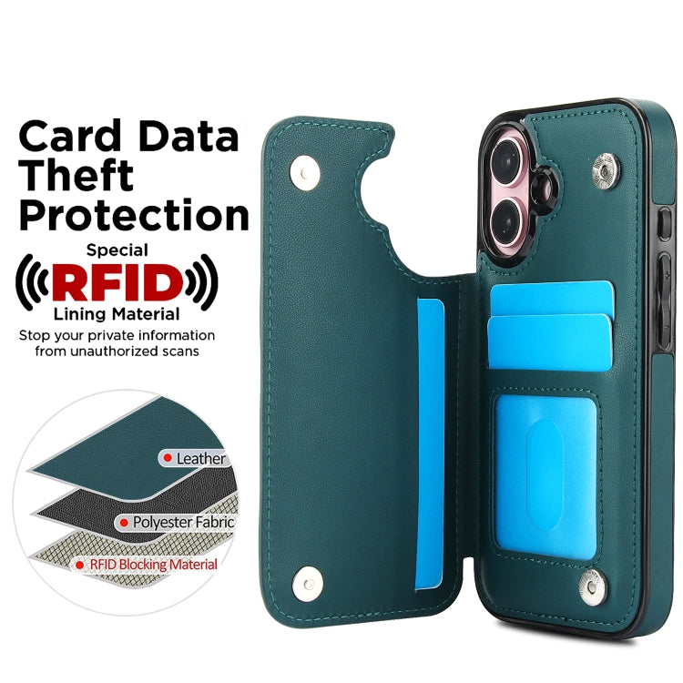 For iPhone 16 Plus Double Buckle Rhombic PU Leather Phone Case