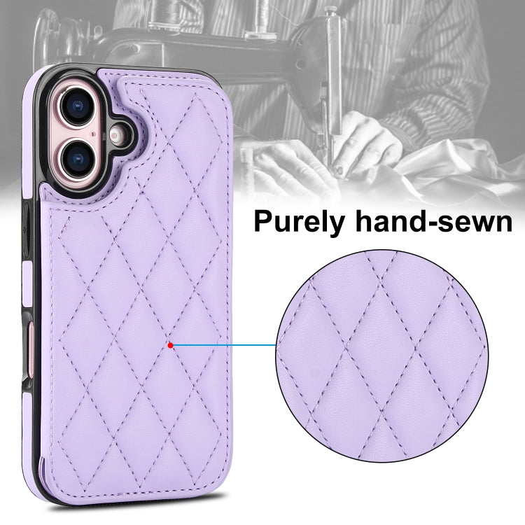 For iPhone 16 Plus Double Buckle Rhombic PU Leather Phone Case
