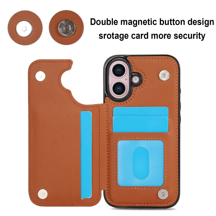 For iPhone 16 Plus Double Buckle Rhombic PU Leather Phone Case