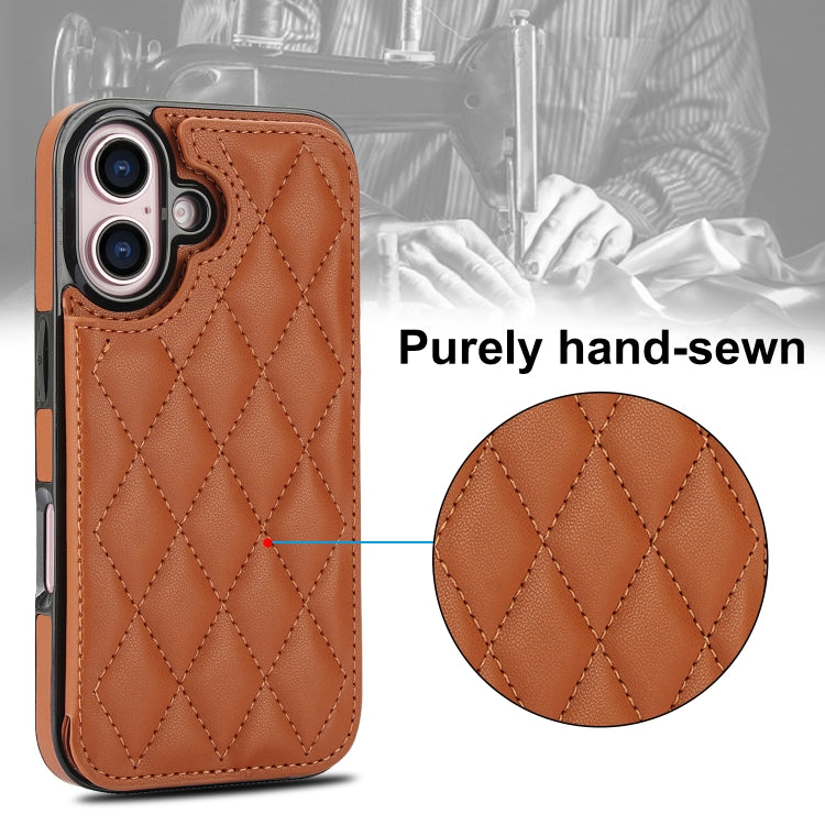For iPhone 16 Plus Double Buckle Rhombic PU Leather Phone Case