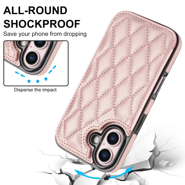 For iPhone 16 Double Buckle Rhombic PU Leather Phone Case