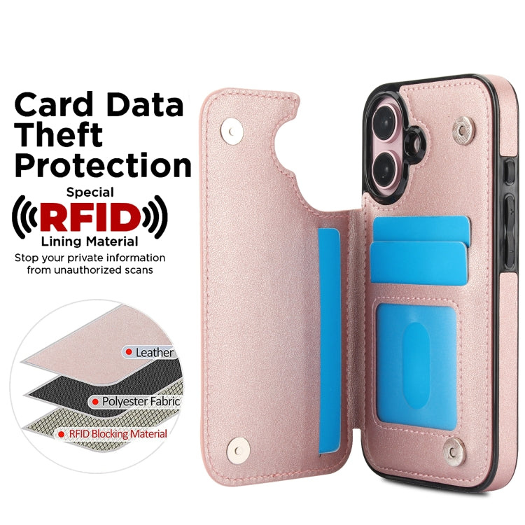 For iPhone 16 Double Buckle Rhombic PU Leather Phone Case