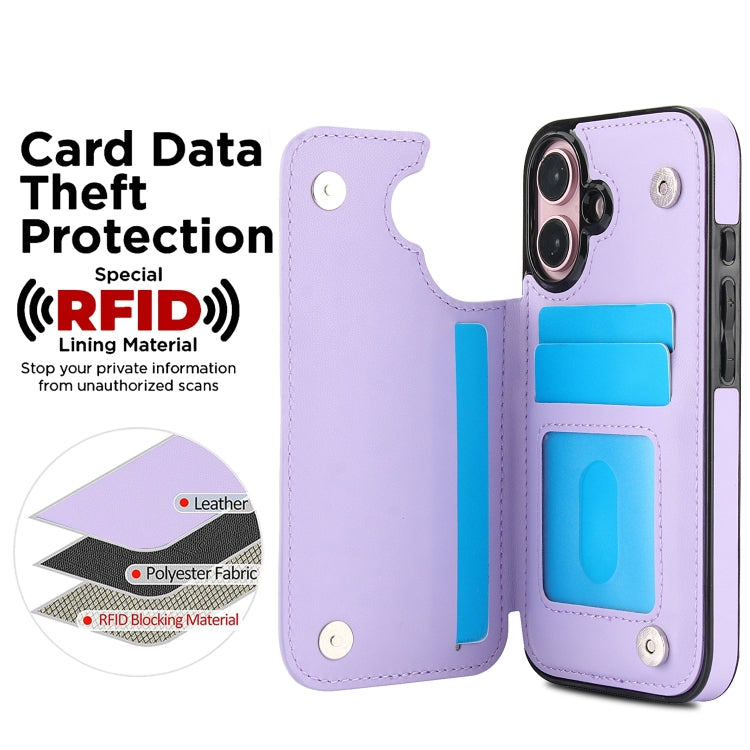 For iPhone 16 Double Buckle Rhombic PU Leather Phone Case
