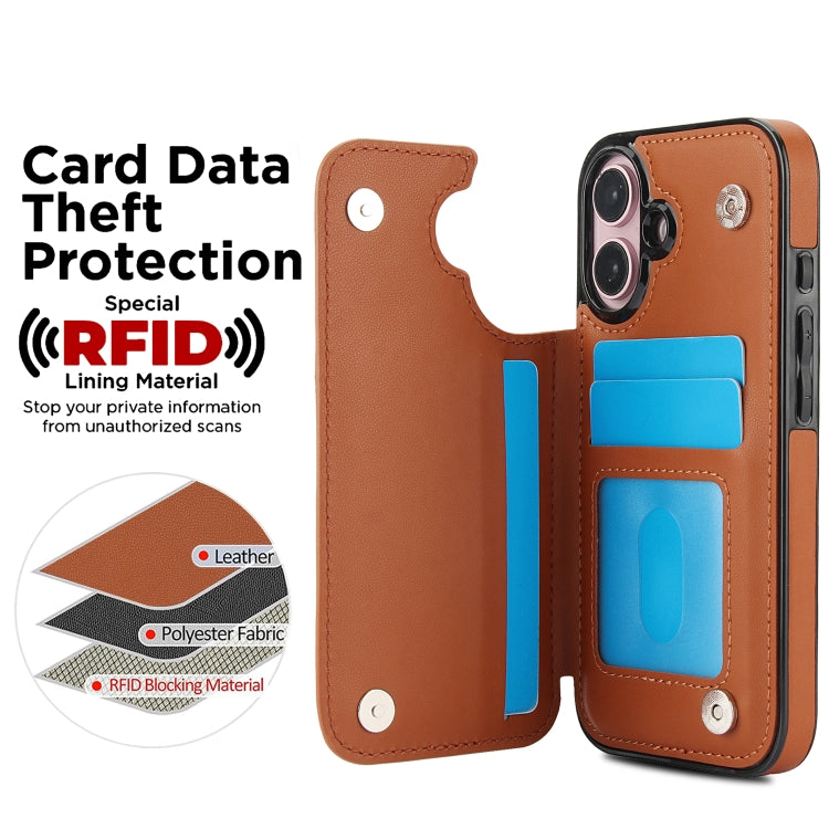 For iPhone 16 Double Buckle Rhombic PU Leather Phone Case