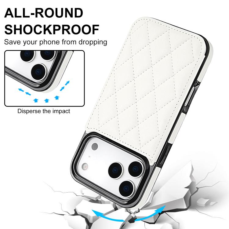 For iPhone 17 Pro Max Double Buckle Rhombic PU Leather Phone Case