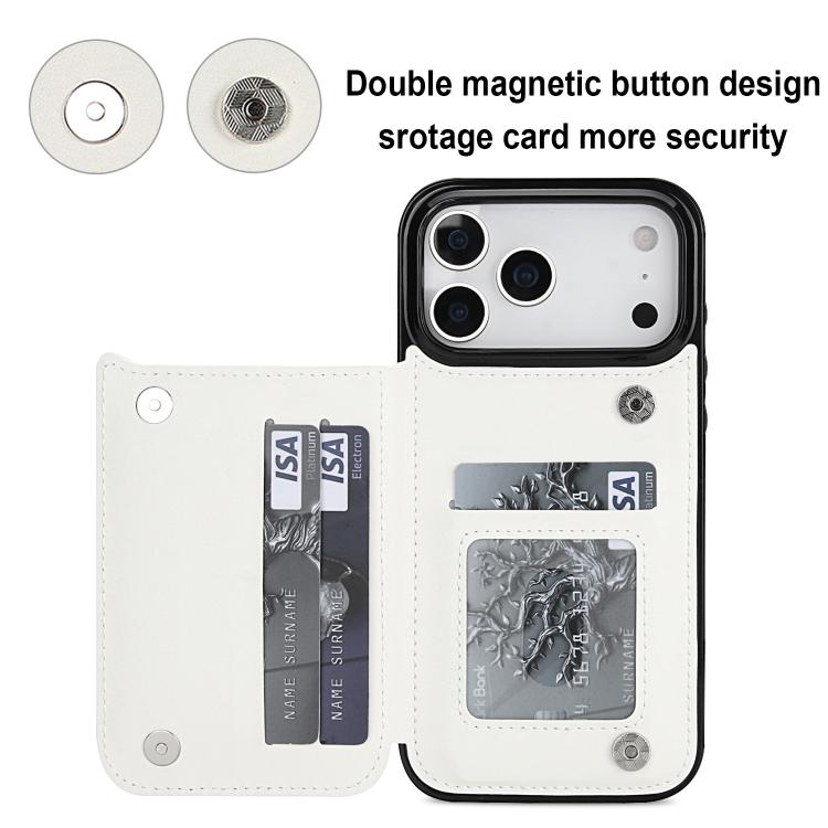For iPhone 17 Pro Max Double Buckle Rhombic PU Leather Phone Case
