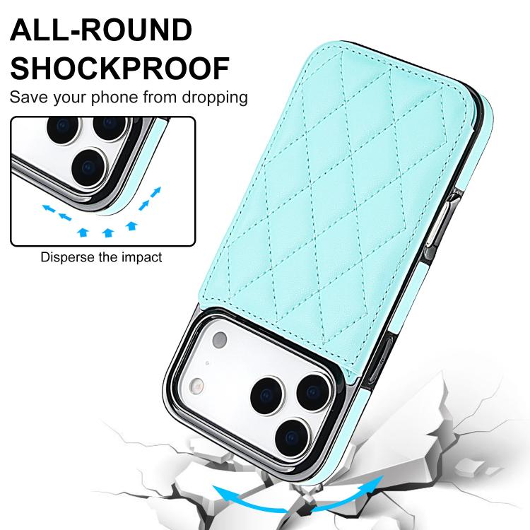 For iPhone 17 Pro Max Double Buckle Rhombic PU Leather Phone Case