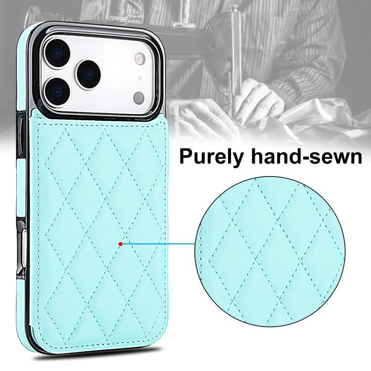 For iPhone 17 Pro Max Double Buckle Rhombic PU Leather Phone Case