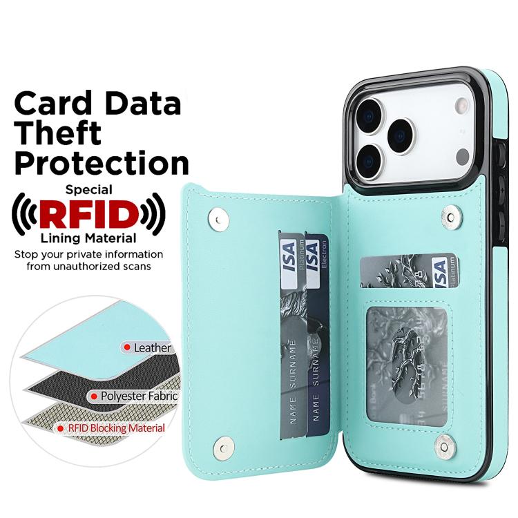 For iPhone 17 Pro Max Double Buckle Rhombic PU Leather Phone Case