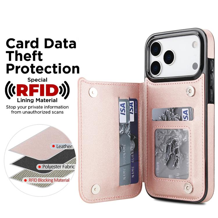 For iPhone 17 Pro Max Double Buckle Rhombic PU Leather Phone Case