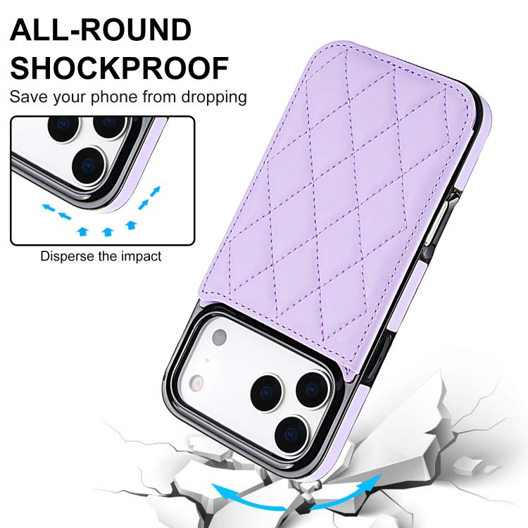 For iPhone 17 Pro Max Double Buckle Rhombic PU Leather Phone Case