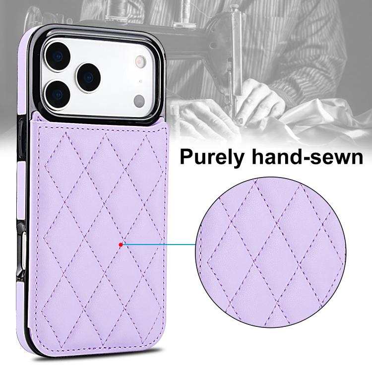 For iPhone 17 Pro Max Double Buckle Rhombic PU Leather Phone Case