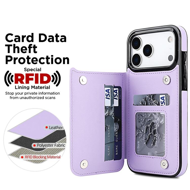 For iPhone 17 Pro Max Double Buckle Rhombic PU Leather Phone Case