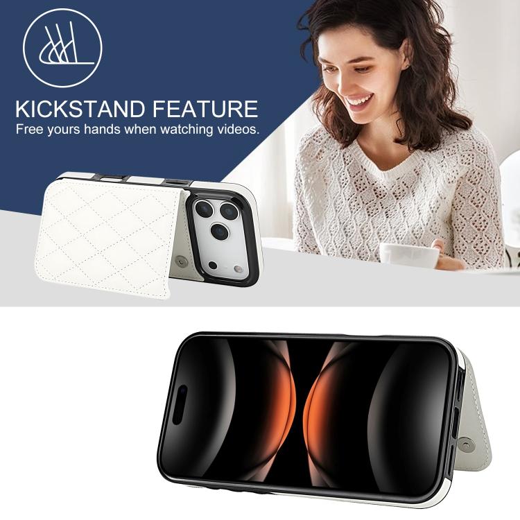 For iPhone 17 Pro Double Buckle Rhombic PU Leather Phone Case