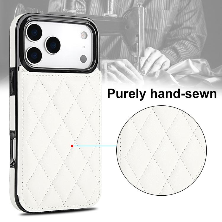 For iPhone 17 Pro Double Buckle Rhombic PU Leather Phone Case