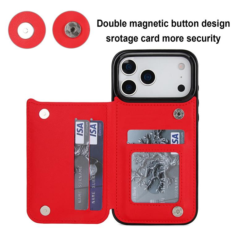 For iPhone 17 Pro Double Buckle Rhombic PU Leather Phone Case