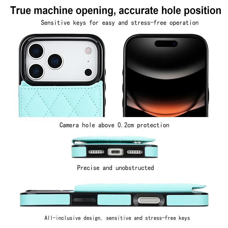 For iPhone 17 Pro Double Buckle Rhombic PU Leather Phone Case